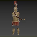 Ancient Warrior Armor Clothing With Golden Breastplate Red Feather Helmet Red Skirt Leg Armor Sword