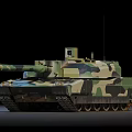 Modern Armored Military Tank With Camouflage Pattern Turret Cannon And Tracks