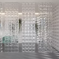 Modern Transparent Room Divider With Circular Pattern Design For Contemporary Interior Space 3d model