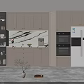Elegant Modern Kitchen Interior With Sideboard Marble Backsplash Cabinets And Appliances 3d model