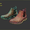 Brown Leather Chelsea Boots With Side Elastic Panels And Dark Worn Soles