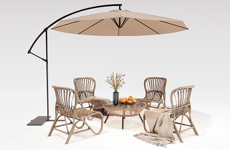 Modern Outdoor Table and Chair Rattan Outdoor Chair 3d model