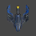 Modern Fighter Jet Featuring Blue Black Color Scheme Sleek Body And Illuminated Accents