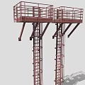 Durable Dual Industrial Metal Platforms with Safety Railings and Ladder Structures