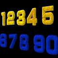 Decorative Inflatable Yellow Numbers 8 4 5 on Black Background