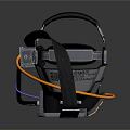 Futuristic VR Headset With Ergonomic Adjustable Strap And Orange Accent Details 3d model