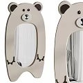 Cute Bear Shaped Decorative Mirrors with Light Colored Frame and Black Accents 3d model