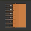 Orange Barn Style Building With Gabled Roof Double Door Small Windows And Porch Columns