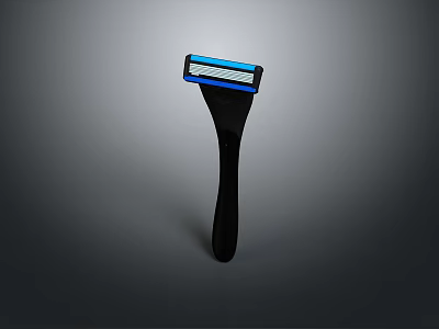 Ergonomic Black Razor With Blue Blade For Men's Daily Grooming Needs 3d model