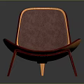 Modern Leisure Chair With Wooden Frame Purple Cushioned Seat And Curved Structure
