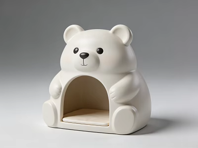 White Bear Shaped Pet Furniture House with Cozy Interior for Small Pets 3d model