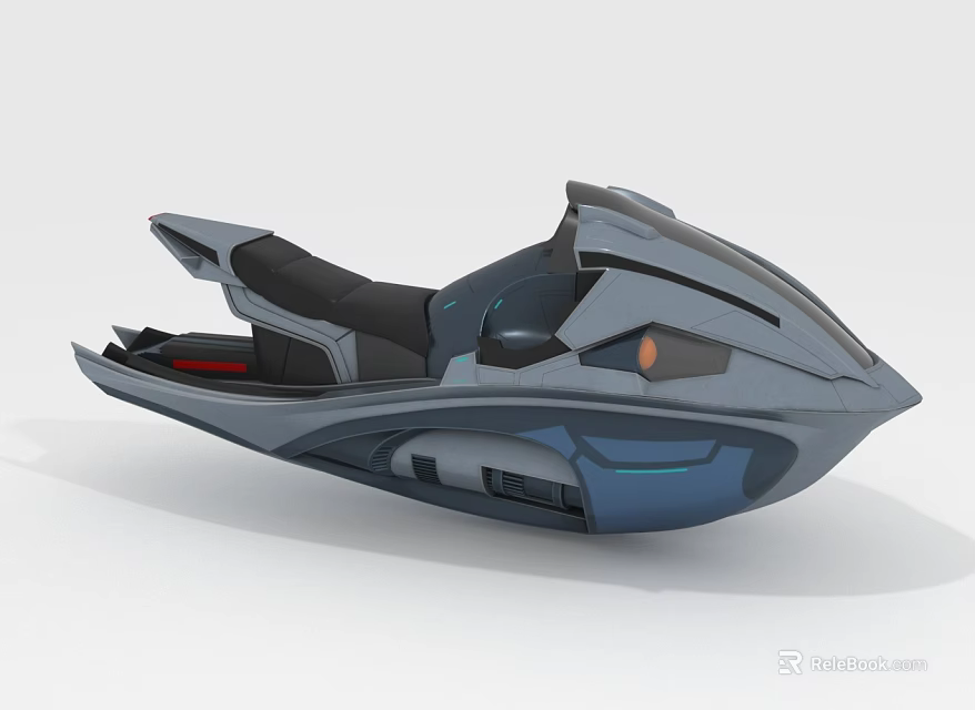 Modern Sleek Jet Ski With Blue Gray Design Black Seat And Control Panel 3d model 