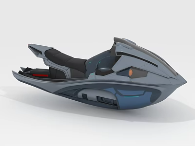 Modern Sleek Jet Ski With Blue Gray Design Black Seat And Control Panel 3d model