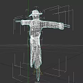 Mysterious Scarecrow Game Movie Character With Long Coat Hat And Outstretched Arms