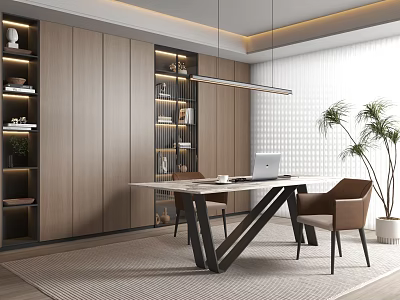 Modern Study Italian Study Desk Combination 3d model