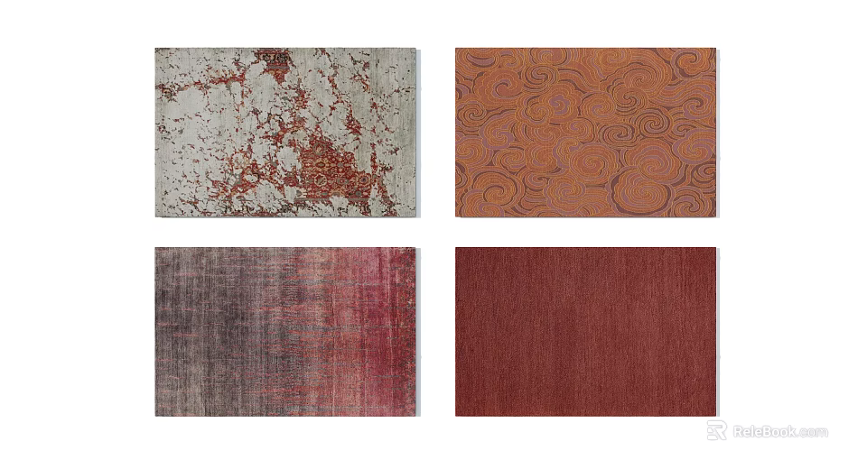 Square Rugs With Diverse Patterns Textures And Color Choices For Home Decor 3d model 