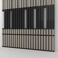 Modern Room Divider Design Featuring Black And Light Wood Vertical Stripes 3d model