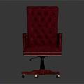 Red Leather Office Chair With Tufted Design Armrests And Gold Accents Wheeled Base