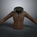 Brown Leather Jacket With Pockets And Classic Collar For Everyday Wear 3d model