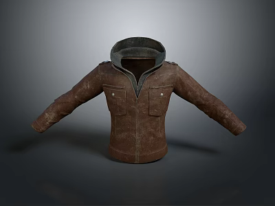 Brown Leather Jacket With Pockets And Classic Collar For Everyday Wear 3d model