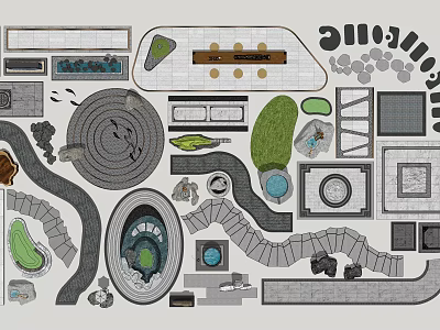 New Chinese Paving Sits Paving Sits Landscape 3d model