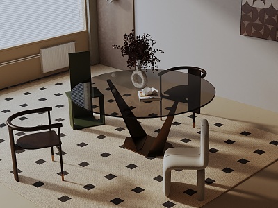 Modern dining table 3d model