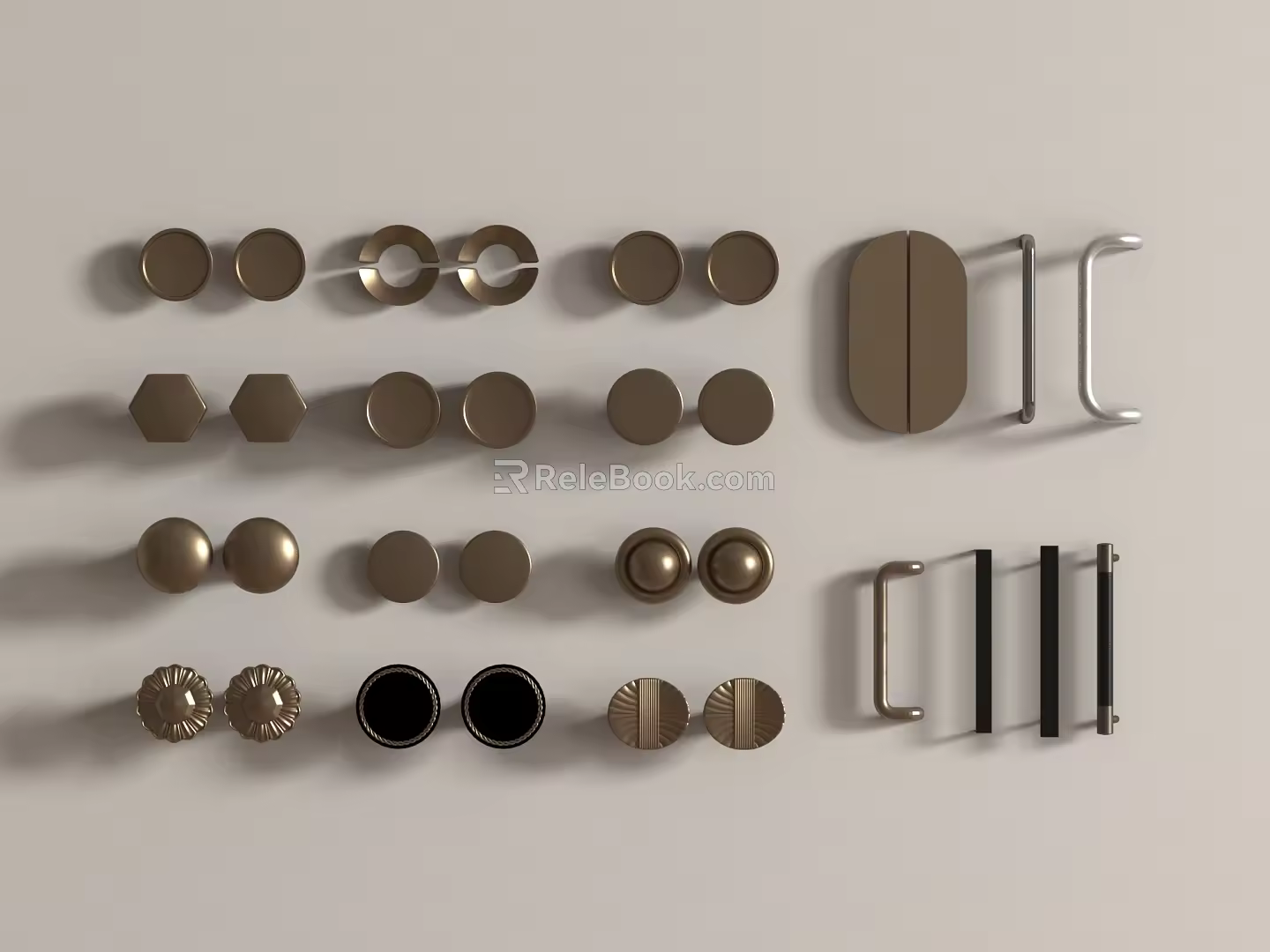 French Middle Ancient Handle Cabinet Door Handle Cabinet Door Handle Round Handle Metal Handle French Handle 3d model