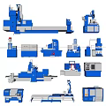 Blue Industrial Equipment Different Machinery Types Featuring Control Panels And Mechanical Components 3d model