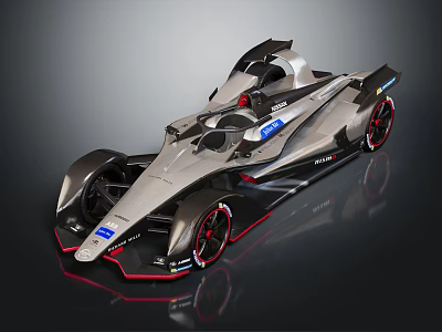 Modern Aerodynamic Single Seat Race Car With Streamlined Body And Red Wheel Accents 3d model