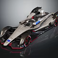Modern Aerodynamic Single Seat Race Car With Streamlined Body And Red Wheel Accents