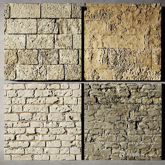 Textured Stone And Brick Feature Wall Design Ideas For Interiors 3d model 