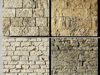 Textured Stone And Brick Feature Wall Design Ideas For Interiors 3d model