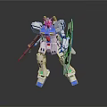 Space Themed Mech Robot For Cosmic Exploration With White Blue Gray Armor And Shield