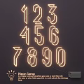 Vibrant Neon Number Lamp Set With Flexible Red Light Tubes And AC Power Supply