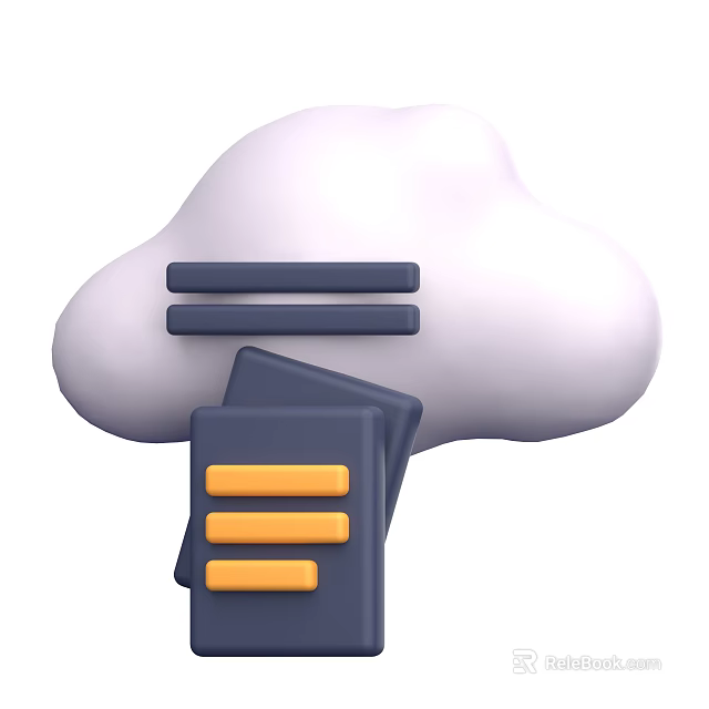 White Cloud Design With Dark Blue Rectangular Bars And Folder Shaped Object Featuring Orange Bars 3d model