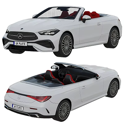 White Luxury Convertible Car With Red Black Interior Sharp Headlights And Alloy Wheels 3d model