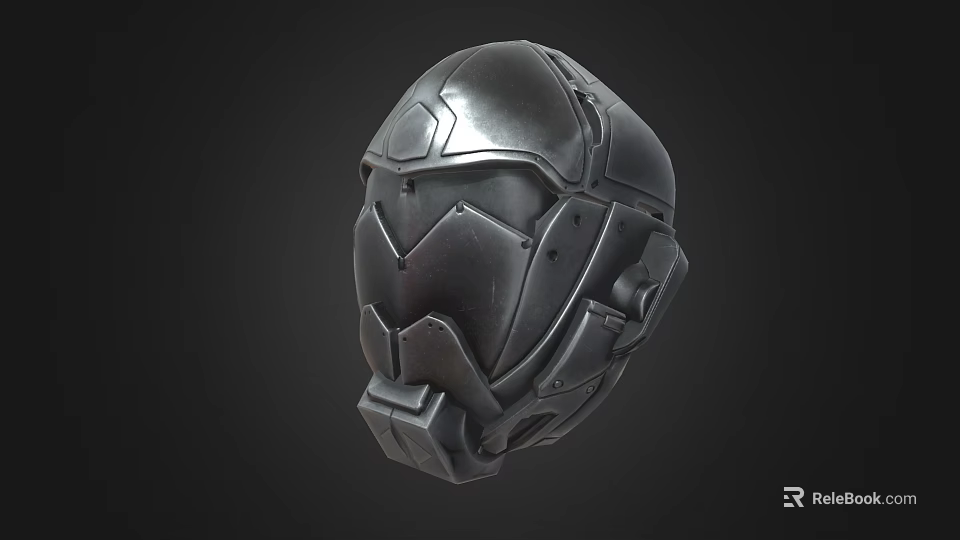 Black Sci Fi Style Hat Featuring Metallic Texture And Geometric Design Elements 3d model 