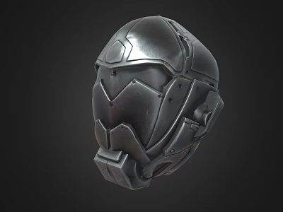 Black Sci Fi Style Hat Featuring Metallic Texture And Geometric Design Elements 3d model