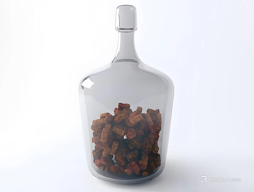 Transparent Glass Bottle Containing Mixed Dried Fruits On White Background 3d model 