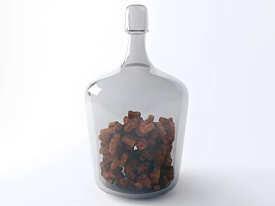 Transparent Glass Bottle Containing Mixed Dried Fruits On White Background 3d model