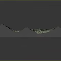 3D Terrain Model With Mountain Ranges Green Vegetation And River Paths