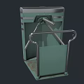 Road Facility Tripod Turnstile With Green Metal Body Silver Top And Pedal Base Handrail