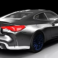 Black BMW Sports Car With Sleek Design Blue Rims And Yellow Seats