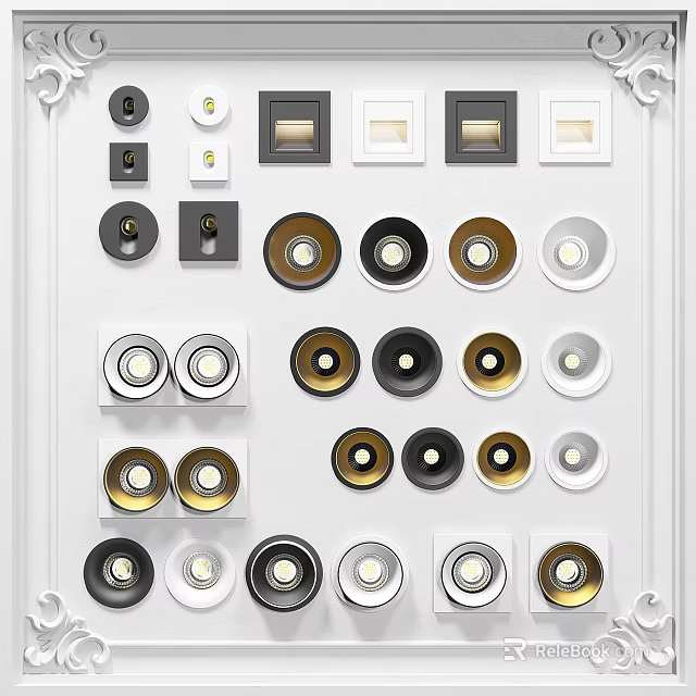 Modern Downlights And Spotlights With Various Styles And Different Color Options 3d model 