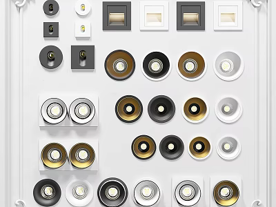 Modern Downlights And Spotlights With Various Styles And Different Color Options 3d model