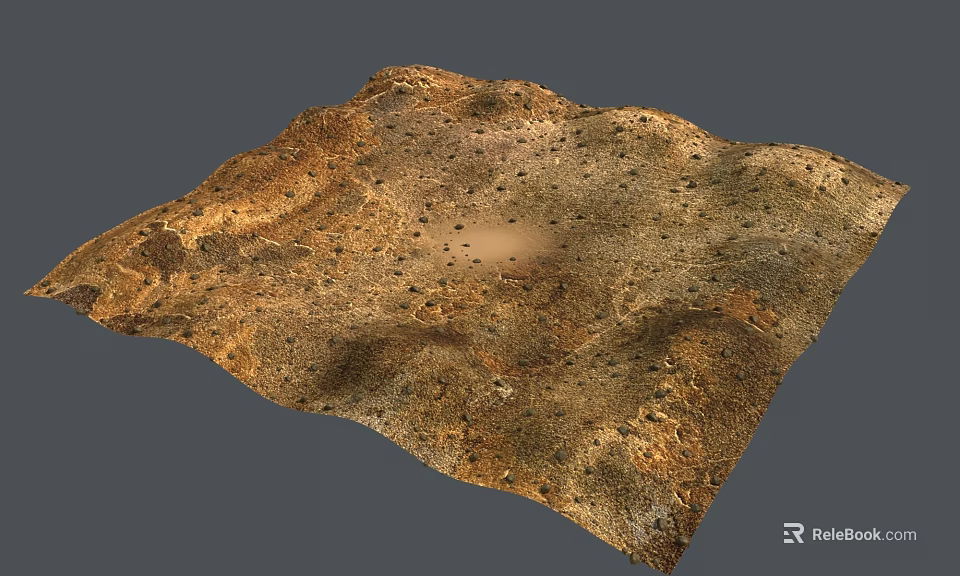 Detailed 3D Terrain Model With Brown Yellow Surface And Uneven Texture Spots 3d model 