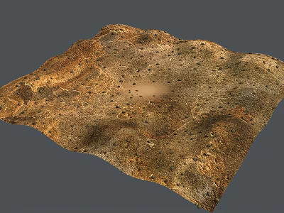 Detailed 3D Terrain Model With Brown Yellow Surface And Uneven Texture Spots 3d model