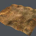 Detailed 3D Terrain Model With Brown Yellow Surface And Uneven Texture Spots