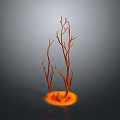 Orange Decorative Twig like Structure With Glowing Base On Dark Background