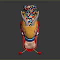 Traditional Dragon Head Decoration With Yellow Body Open Mouth Red Balls And Colorful Patterns